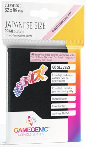 Prime Japanese Size Card Sleeves | 60 Pack of 62 mm by 89 mm Card Sleeves | Premium Quality Card Game Holder | Use with TCG and LCG Games | Red Color | Made by Gamegenic
