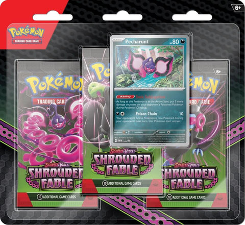 Blister de 3 cartas de Pokémon TCG Scarlet & Violet Shrouded Fable (fecha de lanzamiento: 9 de agosto de 2024)