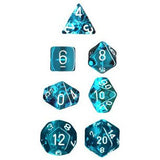 CHX 23015 Translucent Polyhedral Teal/white 7-Die Set