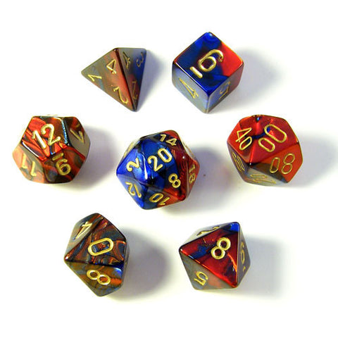 CHX 26429 Gemini Blue-red w/gold 7-Die Set