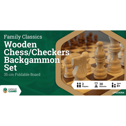 LPG Wooden Folding Chess/Checkers/Backgammon Set 35cm