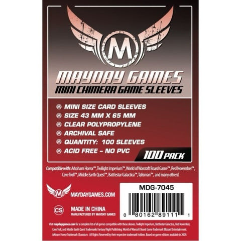 Mayday Mini Chimera Game clear Sleeves (Pack of 100) - 43 MM X 65 MM