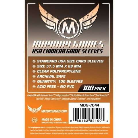 Mayday Standard USA Chimera Game Clear Sleeves (Pack of 100) - 57.5 MM X 89 MM