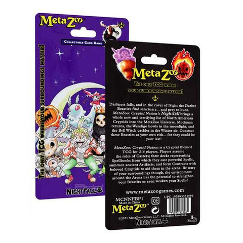 Blister de la primera edición de Nightfall de MetaZoo TCG (fecha de lanzamiento estimada: diciembre de 2021)