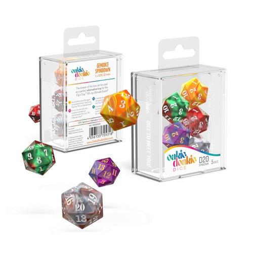 Lot De 5 Dés D20 Spindown Oakie Doakie – Effet Rivière Translucide Et Solide, Comptage Facile Pour Jeux De Cartes Et JDR