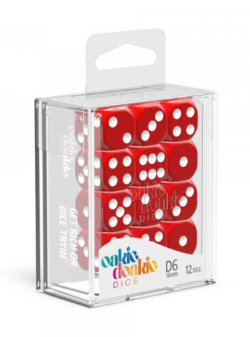 Oakie Doakie Dice D6 16 mm Solid - Red (12)