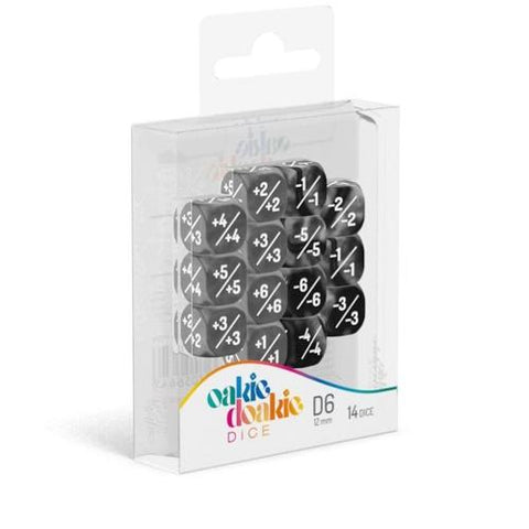 Dados Oakie Doakie D6 Marble / Gemidice Positivo y Negativo 12 mm Negro (14)