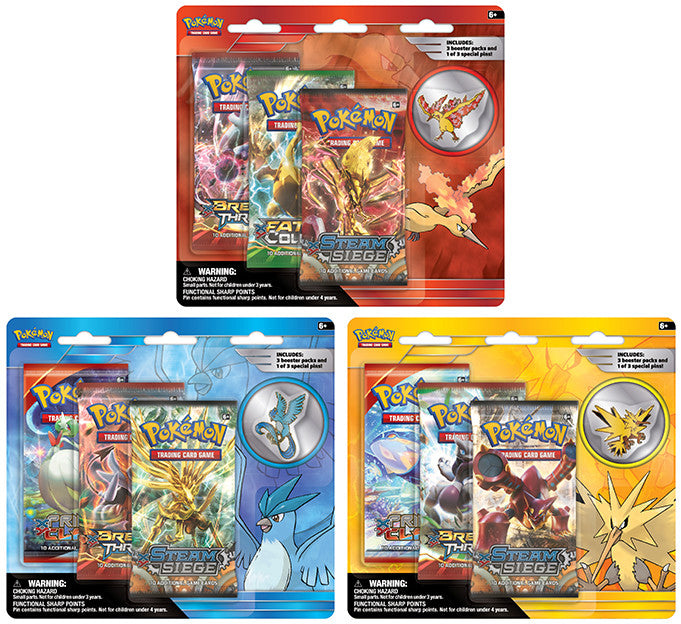Articuno, Zapdos & Moltres Pokémon Pins (3-Pack)