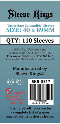 Sleeve Kings Board Game Sleeves "Space Base Compatible" (40mm x 89mm) (110 Sleeves Per Pack)