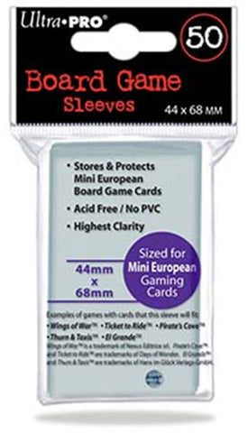 ULTRA PRO Card Sleeve - 44mm X 68mm Mini European Board Game Sleeves 50ct