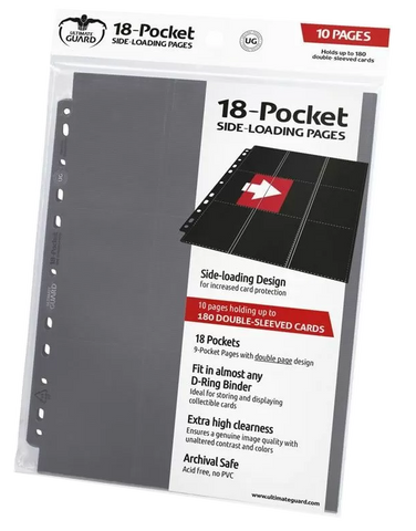 Carpeta Ultimate Guard de 18 bolsillos con carga lateral, color gris (10 páginas)