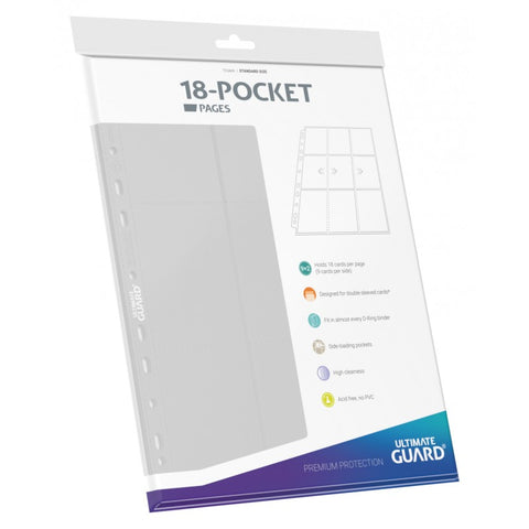 Carpeta Ultimate Guard de 18 bolsillos con carga lateral, color blanco (10 páginas)