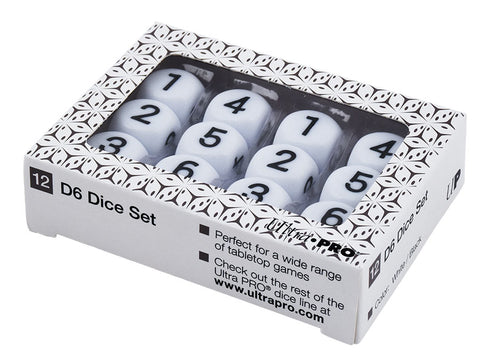 Ultra Pro 12x D6 Dice Set White-Black
