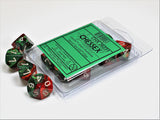 CHX 26231 Juego de diez d10 poliédricos de Géminis verde-rojo/blanco