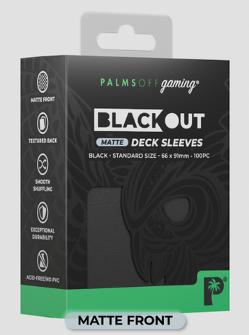 Palms Off Gaming - BLACKout Deck Sleeves - Standard - 100pc - BLACK - Matte