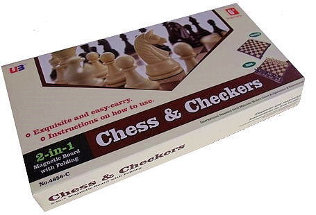 2-in-1 Magnetic Chess & Checkers with Folding Board 12''