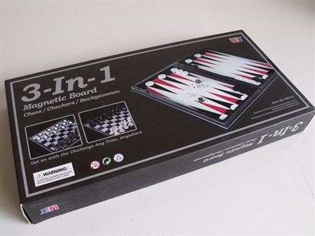 3 in 1 Magnetic Chess/Checkers/Backgammon 14"