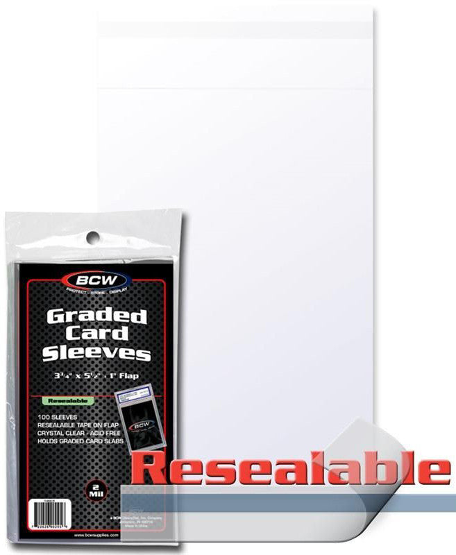 BCW Graded Card Sleeves Resealable (3" 3/4 x 5" 1/2) The Games Corner