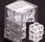 CHX 23601 Translucent 16mm d6 Clear/white (12) Dice