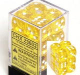 CHX 23602 Translucent 16mm d6 Yellow/white (12) Dice