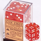 CHX 23603 Translucent 16mm d6 Orange/white Block (12 ) Dice