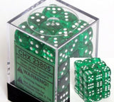 CHX 23805 Translucent 12mm d6 Green/white Dice