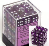 CHX 23807 Translucent 12mm d6 Purple/white Dice