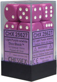 CHX 25627 D6 Dice Opaque 16mm Light Purple/White (12 Dice in Display)
