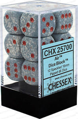 CHX 25700 D6 Dice Speckled 16mm Air (12 Dice in Display)