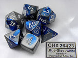 CHX 26423 Gemini Polyhedral Blue-Steel w/white 7-Die Set