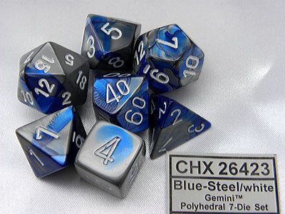 CHX 26423 Gemini Polyhedral Blue-Steel w/white 7-Die Set