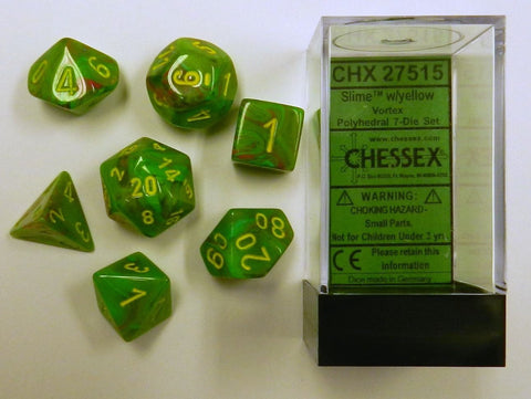 CHX 27515 Chessex RPG 7-Dice Set - Vortex Slime/Yellow