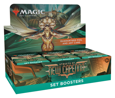 Caja de sobres de la colección Streets of New Capenna de Magic the Gathering (fecha de lanzamiento: 29 de abril de 2022)