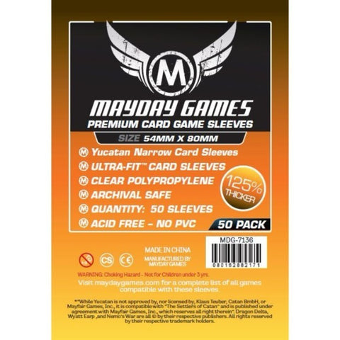 Mayday Clear Premium Yucatan Narrow Card Game Sleeves (Pack of 50) - 54 MM X 80 MM