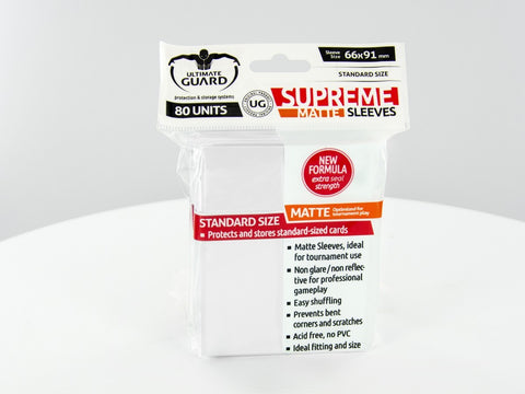 ultimate guard supreme oversize card sleeves Sleeves Ultimate Guard Supreme Sleeves Standard Size Matte White (80) – The Games Corner