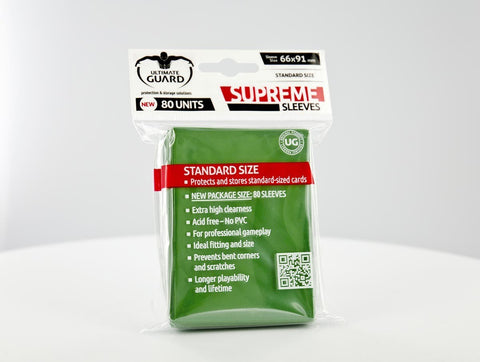 ultimate guard supreme oversize card sleeves Sleeves Ultimate Guard Supreme Sleeves Standard Size Solid Green (80) – The Games Corner